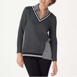 Laurie Felt Collared V-Neck Sweater